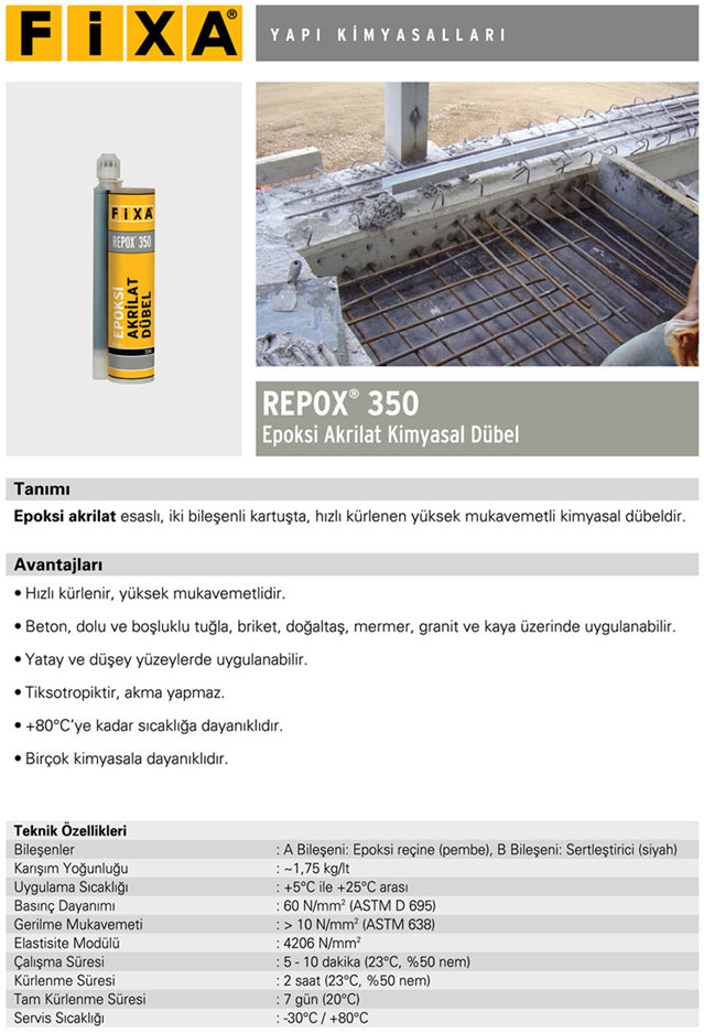 Repox 350 Epoksi Akrilat Kimyasal Dübel