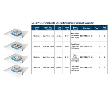 PROFESYONEL SERİ 15x15 PASLANMAZ ÇELİK ÇERÇEVELİ SÜZGEÇLER